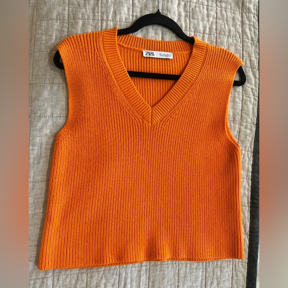 Orange Zara knit vest